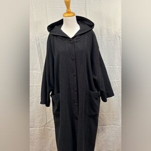 Eileen Fisher Hooded Long Button Wool Coat